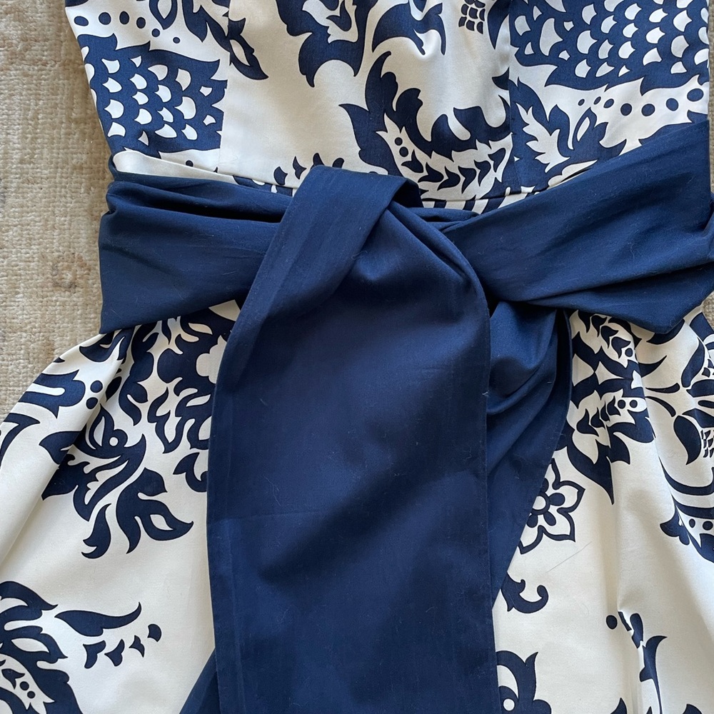 CottonSaint Tropez West Navy and White Midi Dress. Lined. - Picture 3 of 10